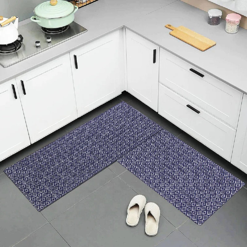 Ensemble de tapis anti-fatigue 2 pièces Jevyn, Bleu marine