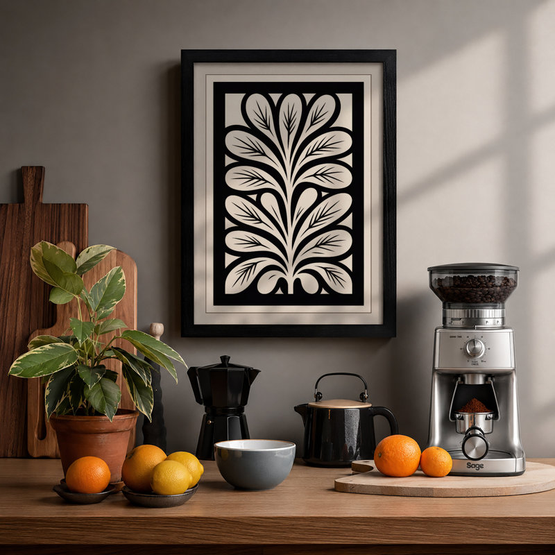 Symmetrical Form Botanical - Framed Print, A1 - 84.1 x 59.4 cm, Black