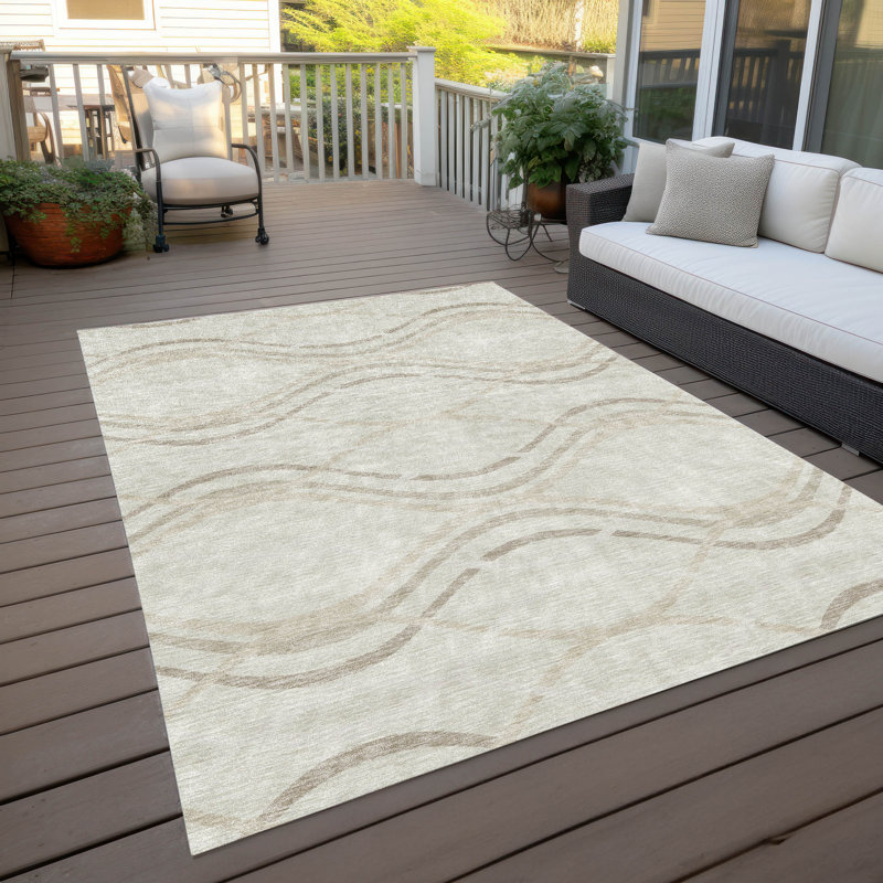 Lamanna Washable Abstract Indoor / Outdoor Rug, Rectangle 9' x 12'