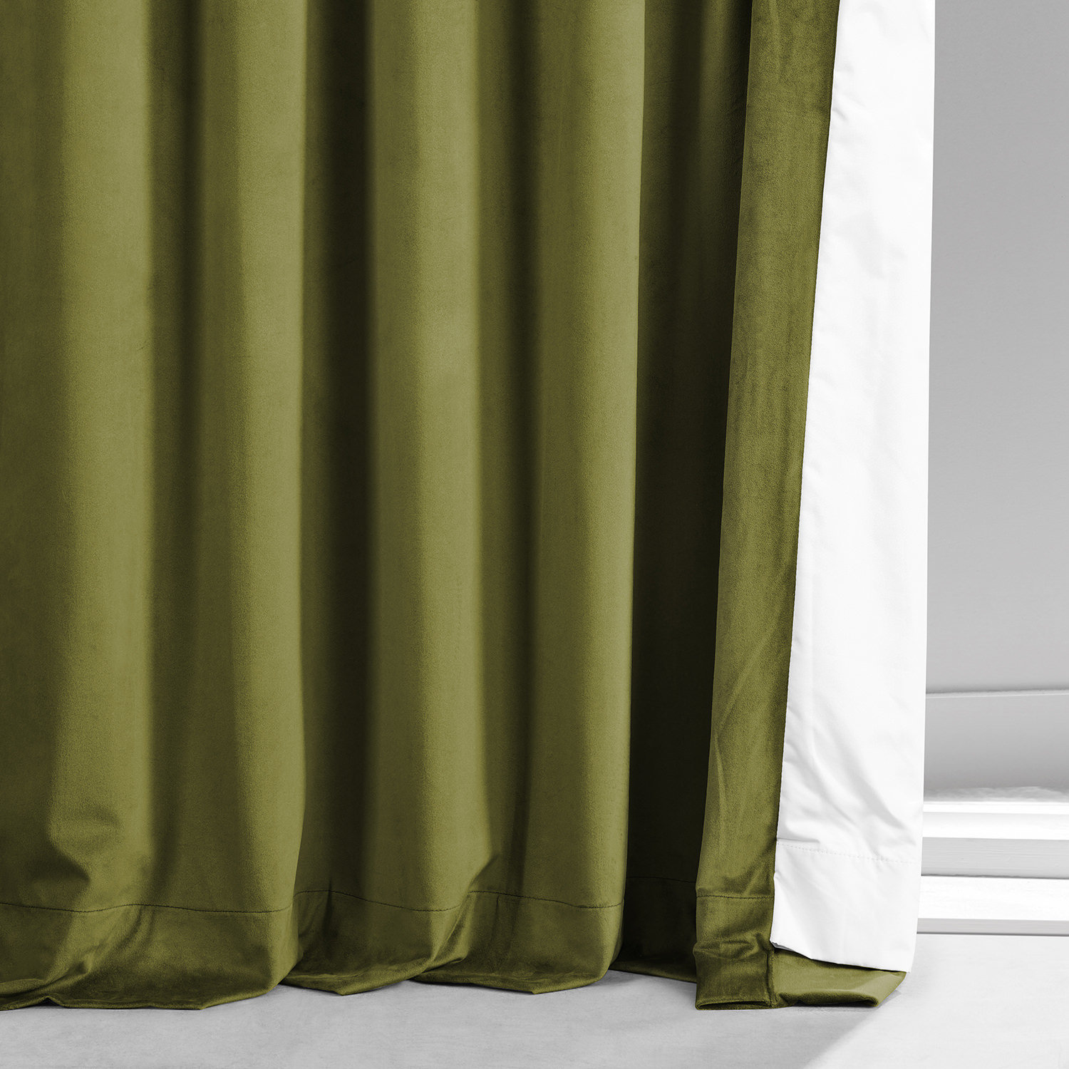 Loria Plush Velvet Blackout Curtain Panel, 50" W x 84" L, Jalapeno Green