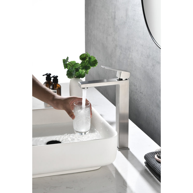 Bathroom Faucet With Single Hole Setup, Brushed Nickel, Stainless Steel, Corrosion Protection, Calm Water Output Sink Faucet, Mount Option, Prevents Corrosion, Smooth Flow