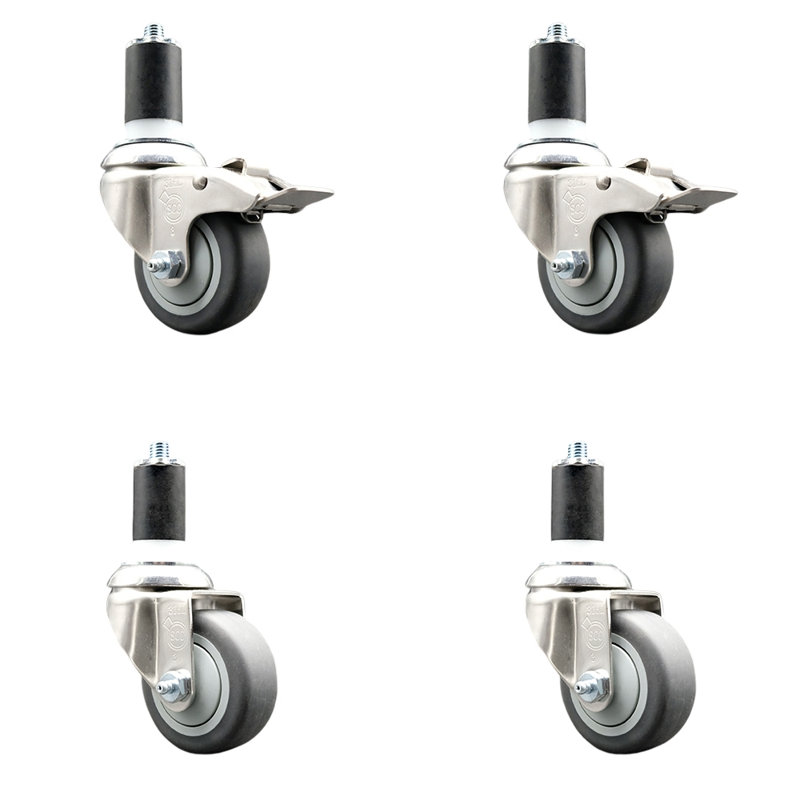 Roulettes pivotantes, H 3,5 po x l 3,5 po