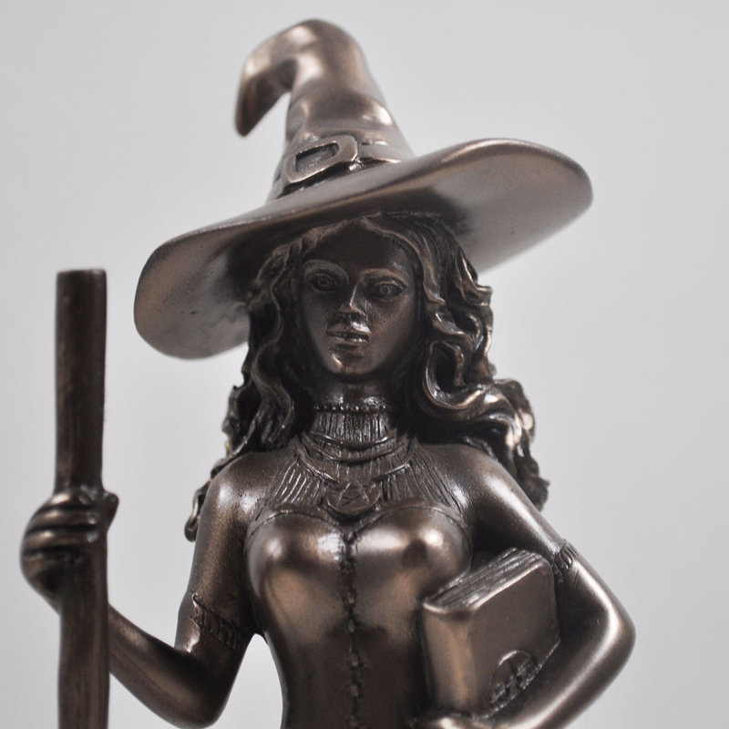 Henschler Witch with Cat Bronze Sculpture