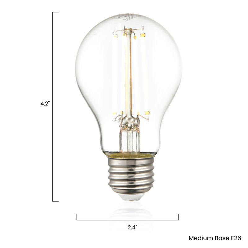 Set Of 6 - Aria A19 Shape LED Filament Light Bulb