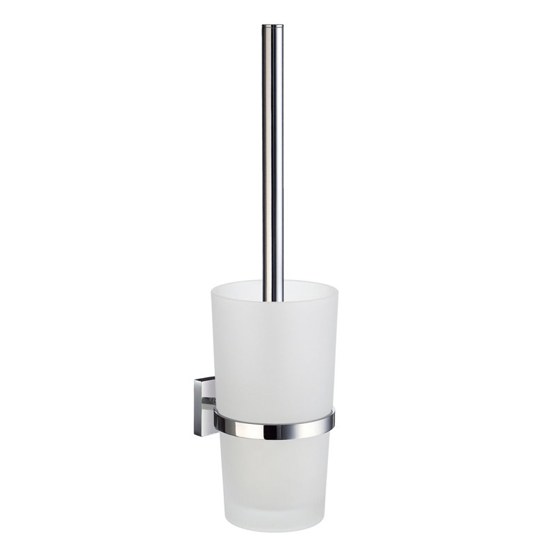 Wall Mounted Toilet Brush and Holder, Brushed Chrome