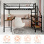 Lit mezzanine avec bureau en forme de L, grand espace de rangement et compartiments de rangement, structure de lit robuste avec escalier, garde-corps continu, peu encombrant, silencieux, sans ressorts éléphants requis-849320592