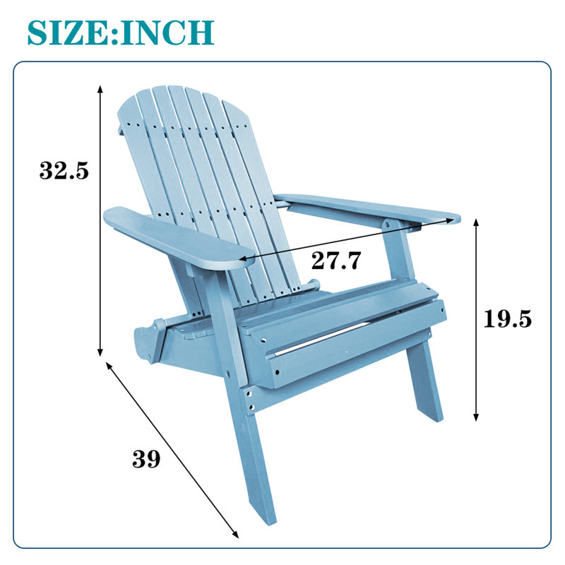 Chaise Adirondack pliante en bois massif Boisvert, Turquoise