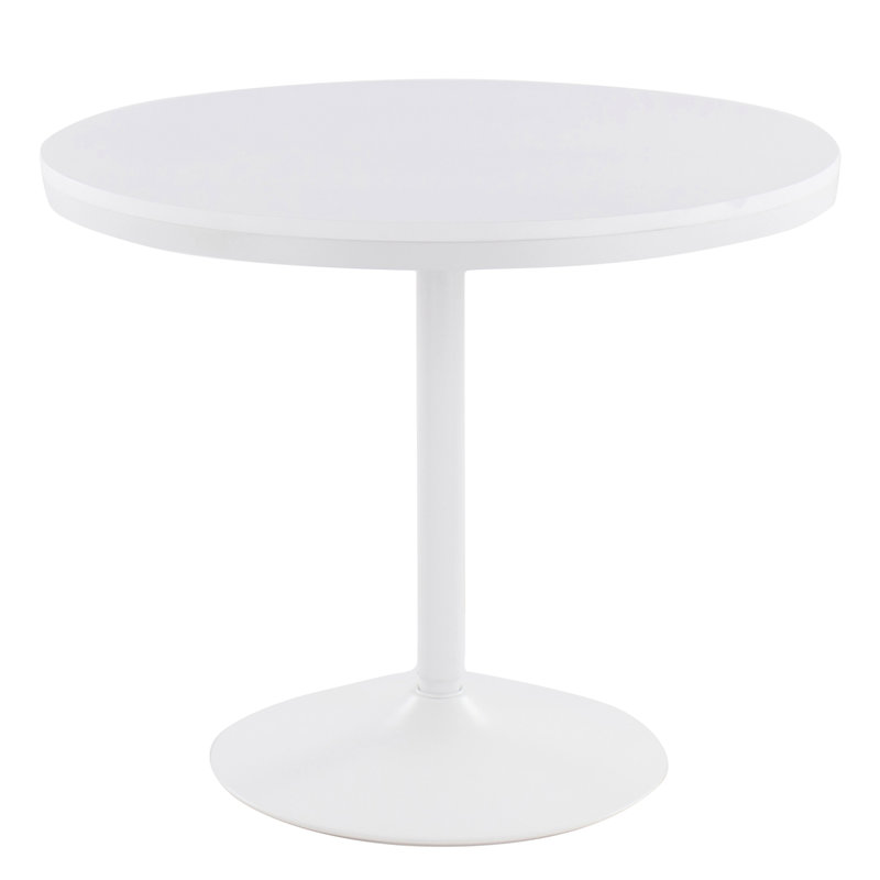 Table de salle à manger en acier et bois, Blanc, Bois massif / bois manufacturé