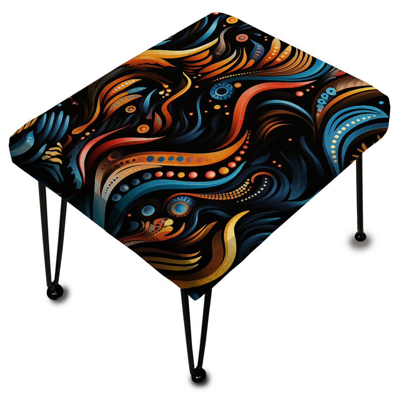 Rêves tribaux bleus et orange - Repose-pieds rectangulaire abstrait