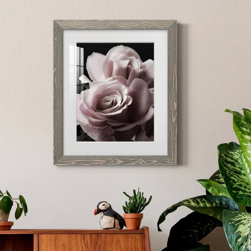 Rose noire II - photographie, H 44 po x l 31 po x P 1 po, Cadre en papier gris