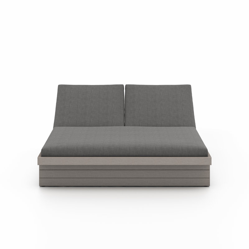 Leroy Outdoor Teak Chaise Lounge, Weathered Gray, Stone Gray