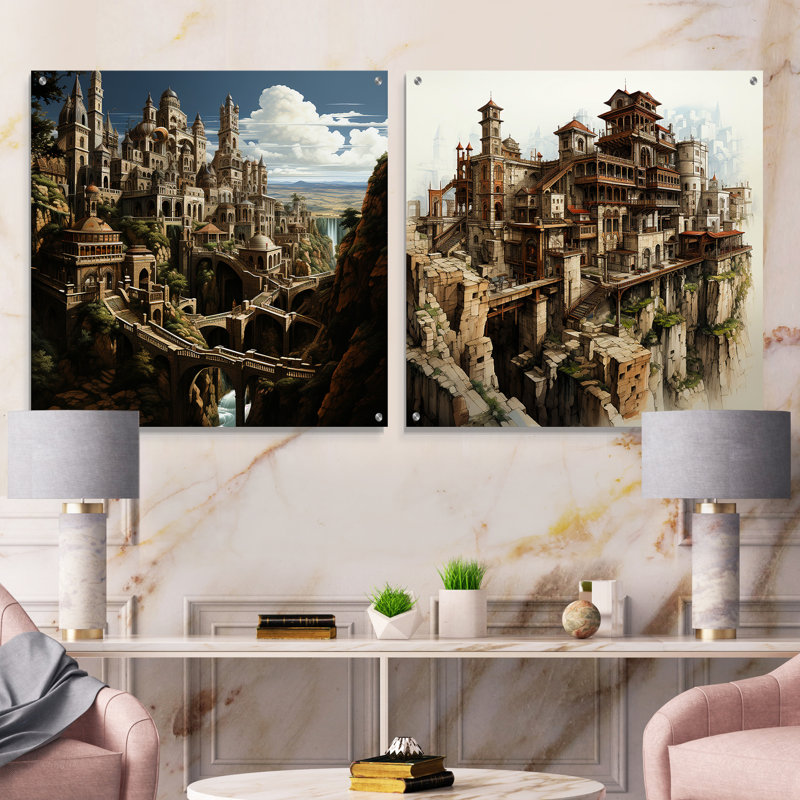 Ensemble de 2 peintures murales en acrylique, H 16 po x l 33 po