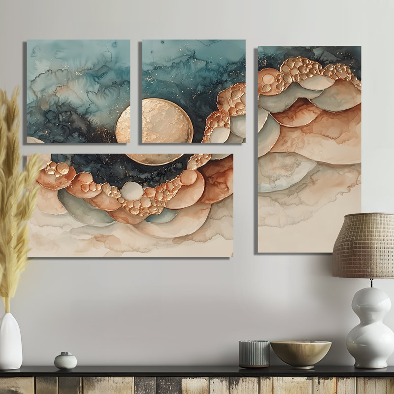 «Eclipse Moon Spiral Of Infinity II», art mural fantastique 4 pièces, Toile tendue, Ne s’applique pas