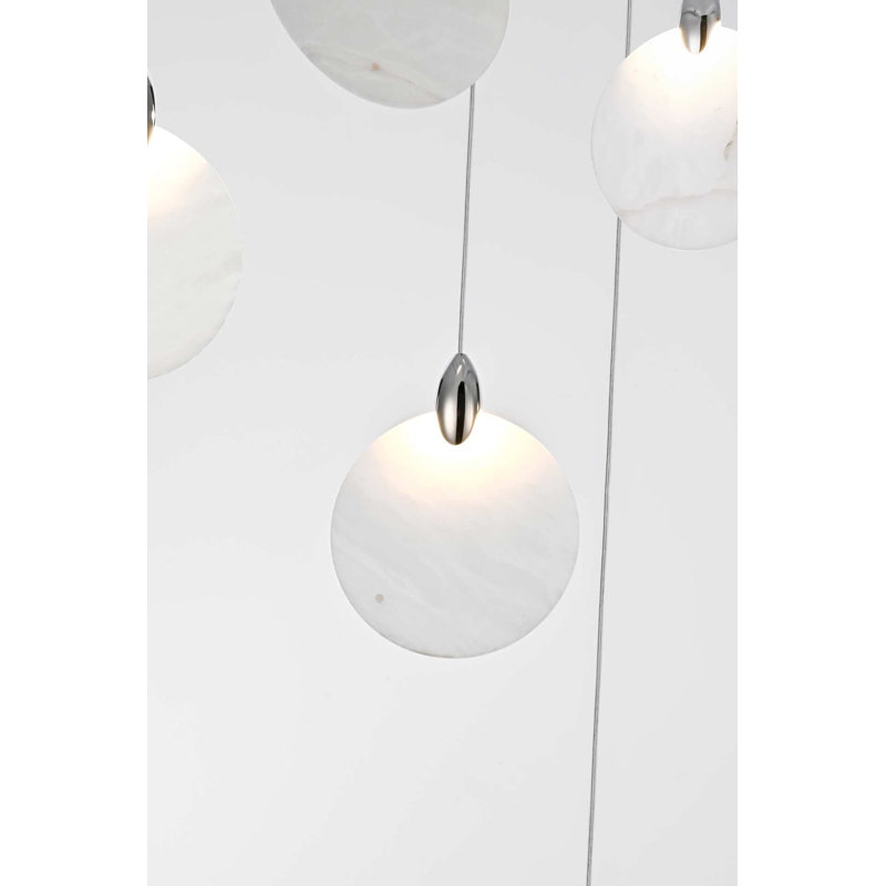 Lustre en albâtre 32 po Bellino, H 7,5 po x l 32 po x P 32 po, Chrome chrome, 26 lumières