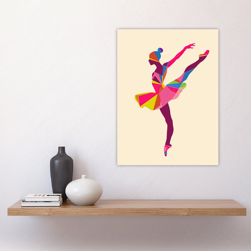 Ballerina Arabesque Pose Bright Design Wall Art Print