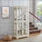 Cabinets, Traditional Off-White Curio Display Cabinet with Glass Doors Adjustable Shelves E26 Bulb Included | MDF+glass | Living Room-1613144724
