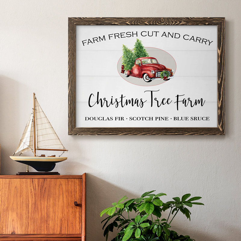 " Christmas Tree Farm ", Walnut, 14" H x 20" W x 1.5" D