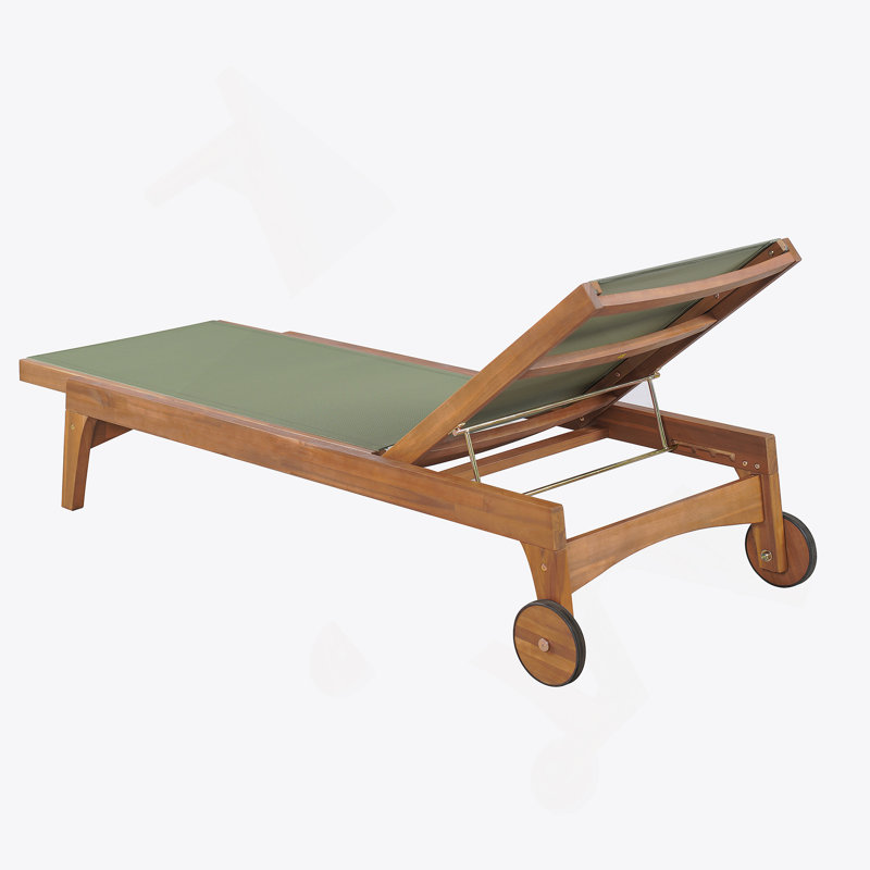 Outdoor Wood Frame Chaise Lounge, Green/Natural