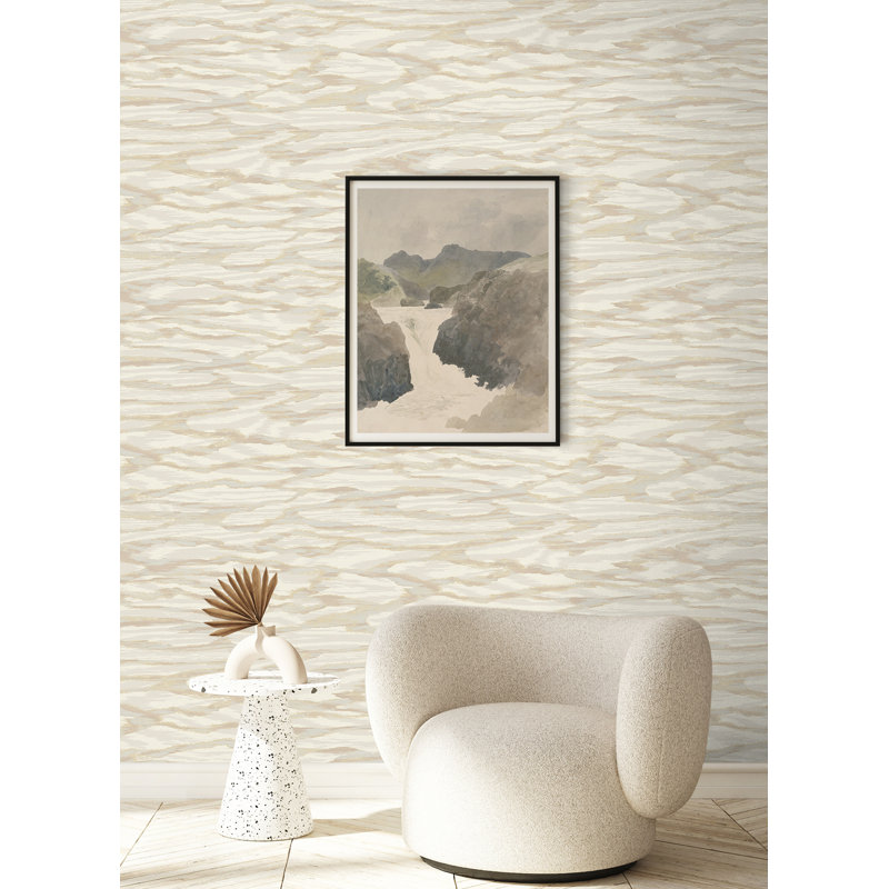 Papier peint ivoire Ivy Bronx Designs, Dune de sable métallique / mauve