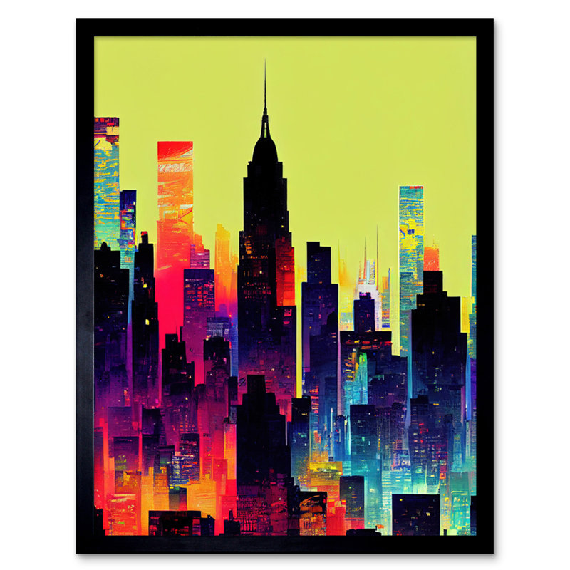 New York Graphic Skyscraper Cityscape - Single Picture Frame Print