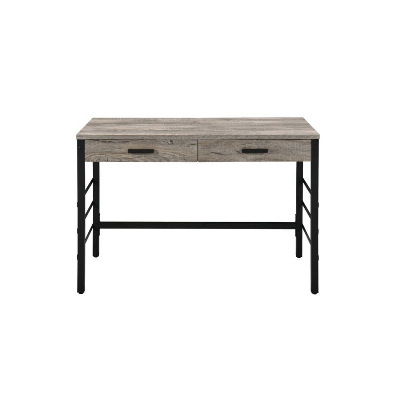 Bureau d'écriture plat en chêne vieilli et fini noir avec USB (sans la chaise de bureau)