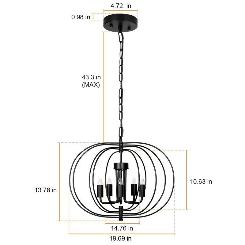 Lampe suspendue pliable en métal noir