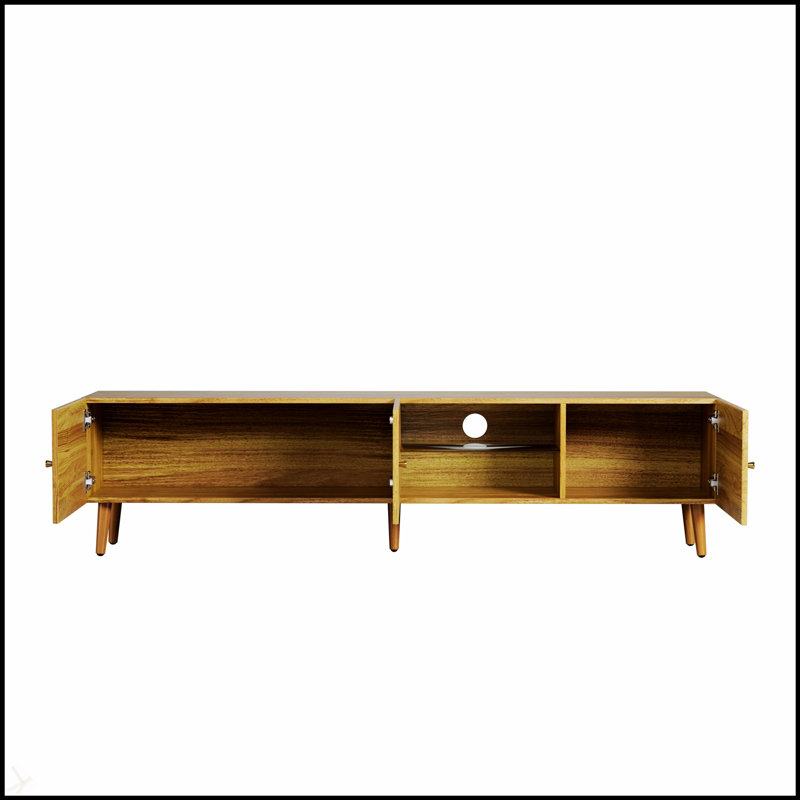 Meuble télé 70 pouces moderne Mid-Century avec rangement spacieux, parfait pour rehausser l'esthétique et la fonctionnalité de n'importe quelle pièce