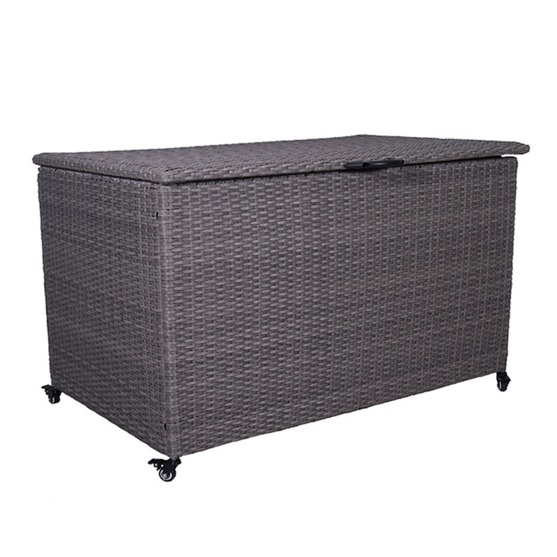 Royalcraft Storage 150cm W 645L Wicker Deck Box with Wheels, Grey