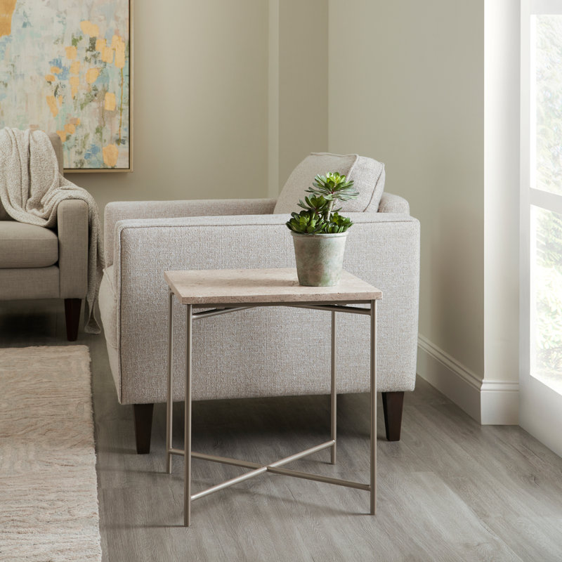 Large Stone Top Nesting Table, 22" H x 20" W x 20" D