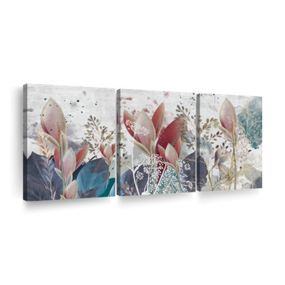 " Pastel Flowers Multi Piece Canvas Print " 3 - Pieces