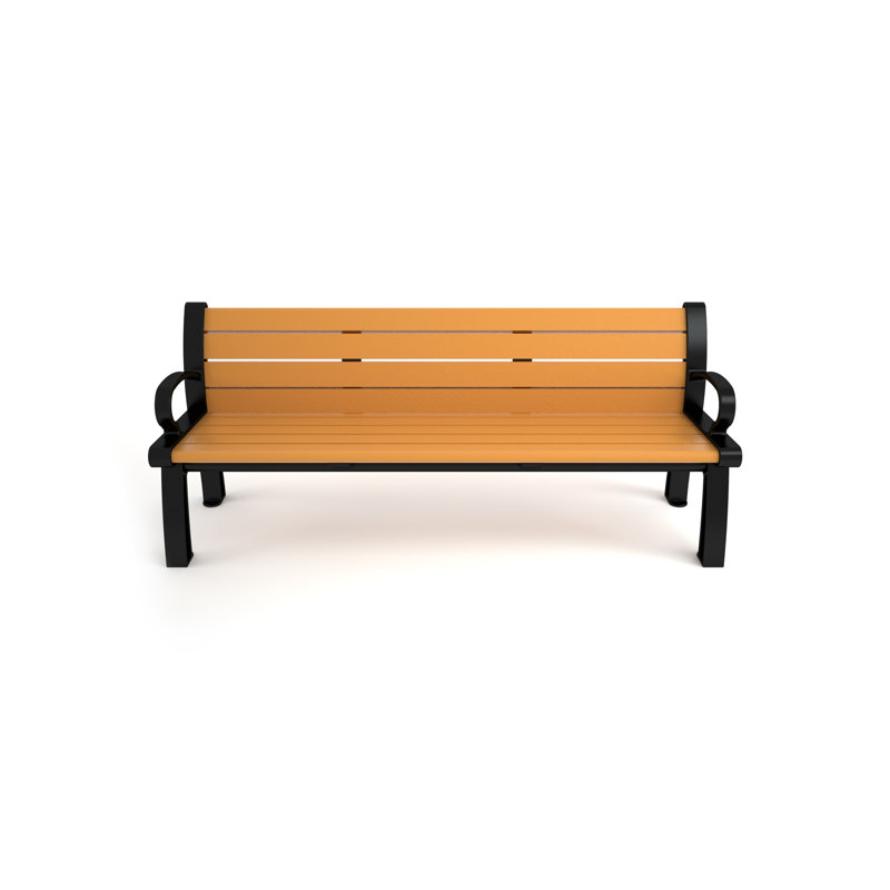 Banc de parc en plastique recyclé Heritage, 6 pi, Noir, Cèdre