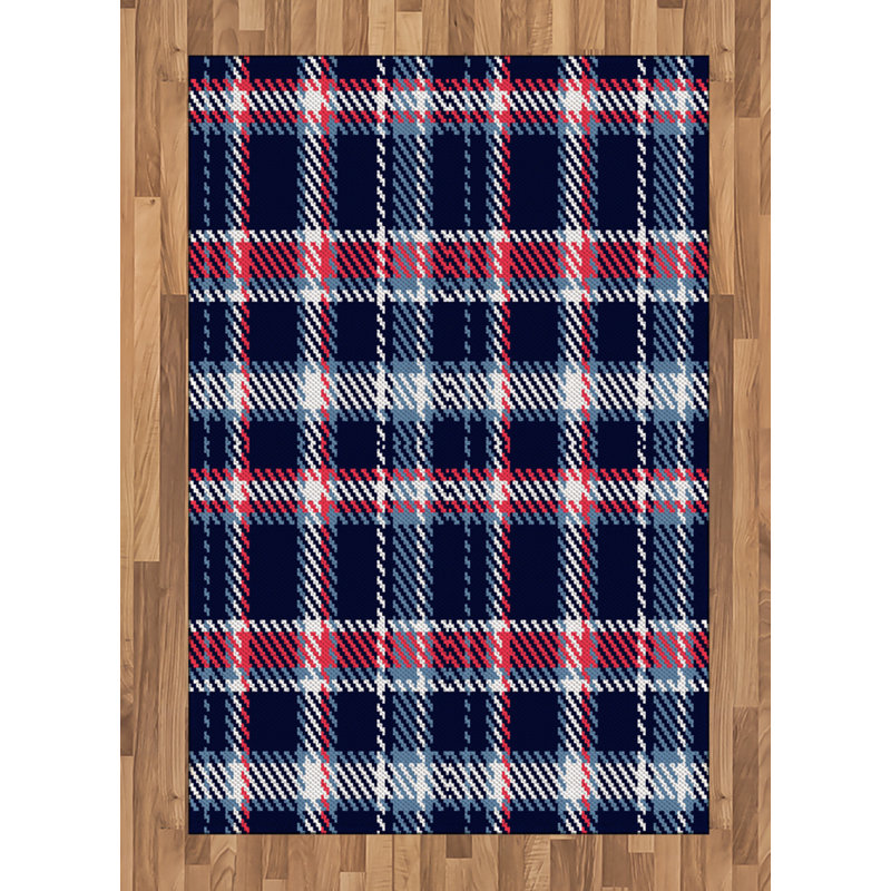Checkered High Density Long Fiber Poly Threads Decorative Area Rug Carpet, Rectangle 4' x 5'8"