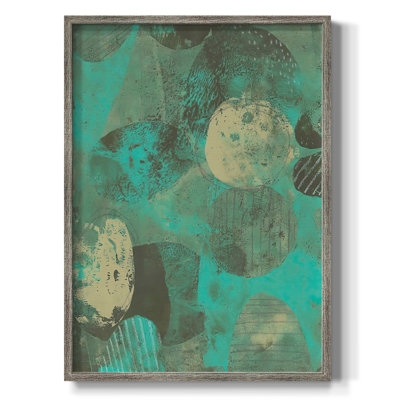 «Minty Green Orbs I», reproduction encadrée - bois massif