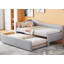 Lit de jour simple tapissier en L rembourré avec couchette escamotable, gris-1382296319