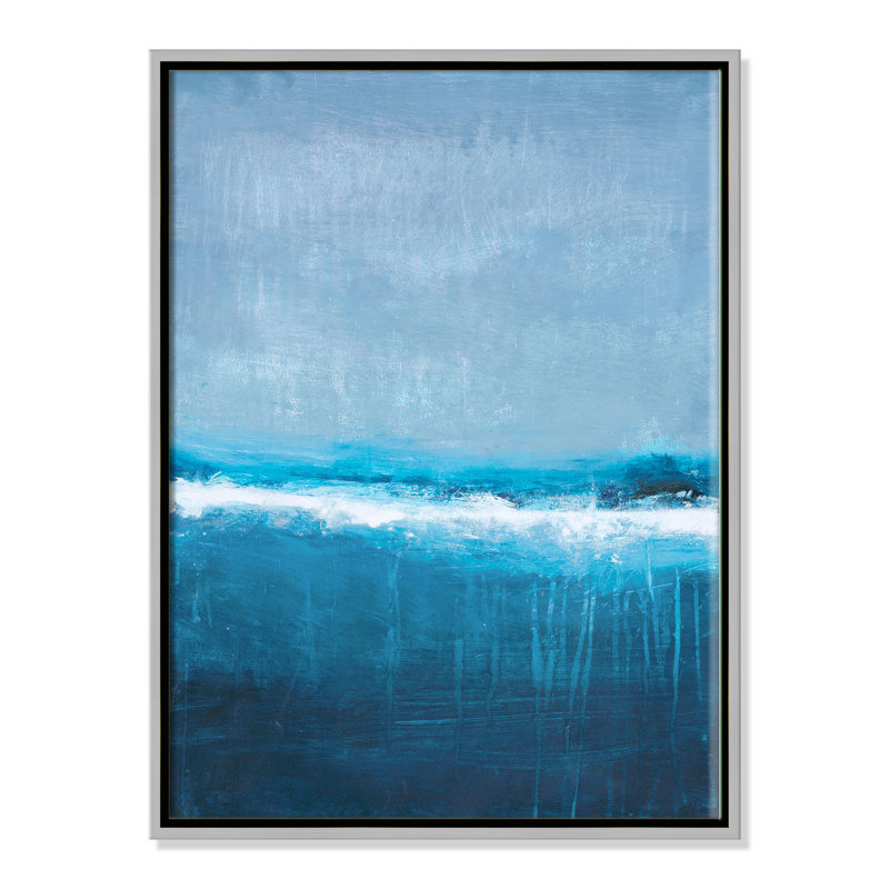 Coastal Horizon 1 - Cadre flottant, reproduction d'art sur toile, H 28 po x l 22 po x P 2 po, Cadre argenté