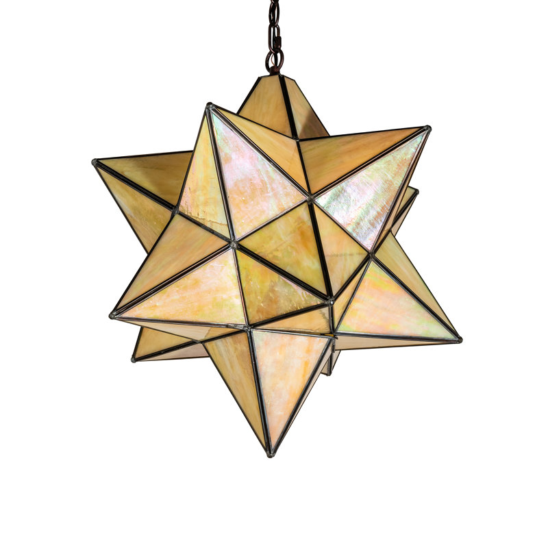 18" Wide Moravian Star Pendant, Iridescent Beige, 24" H x 18" W x 18" D