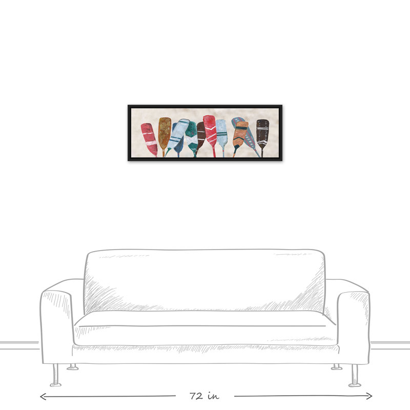 Toile flottante multicolore avec rames colorées, H 13,75 po x l 37,75 po x P 1,75 po