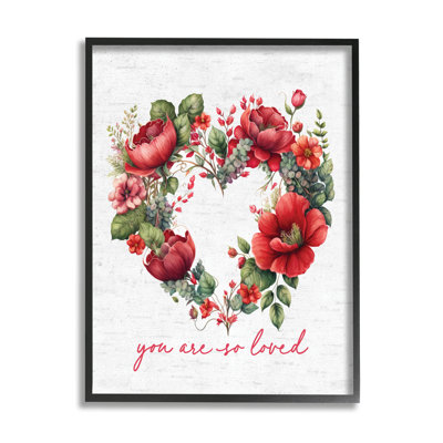 Ba-831 - Couronne de Saint-Valentin en forme de cœur encadrée sur bois par lettres et lignes