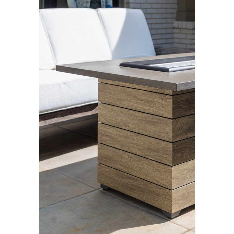 Frontier 25.8" H x 50" W Aluminum Propane Outdoor Fire Pit Table with Lid