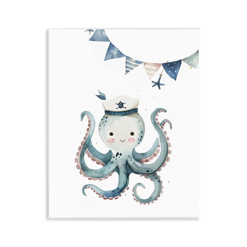 Cute Octopus Sailor Wall Plaque Art by LSR Design Studio