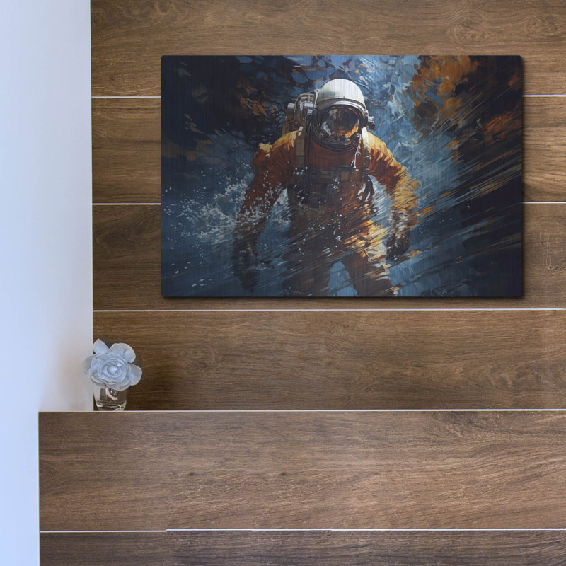 Ivy Bronx «Astronaut In Space And Water» par Momart, art mural en métal, H 12 po x l 16 po