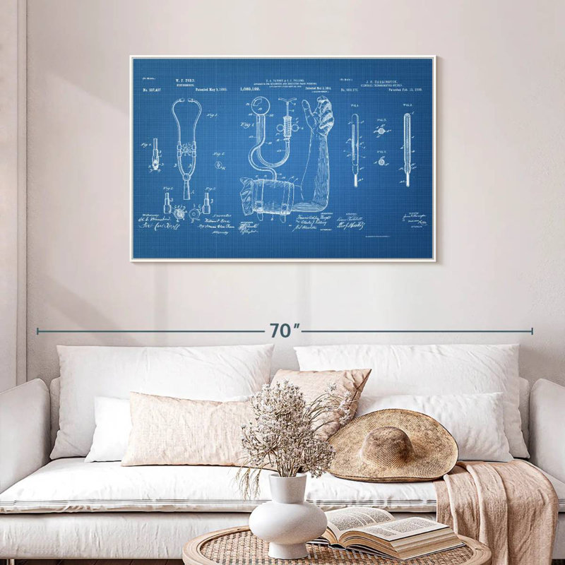 Matériel médical brevet bleu, Cadre flottant blanc, 43 po x 29 po