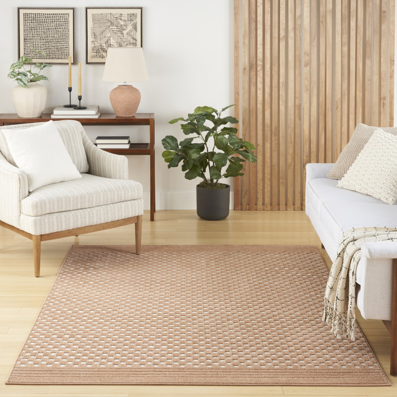 Ebern Designs Care Free Copper Modern Indoor Rug, Rectangle 5'3" x 7'