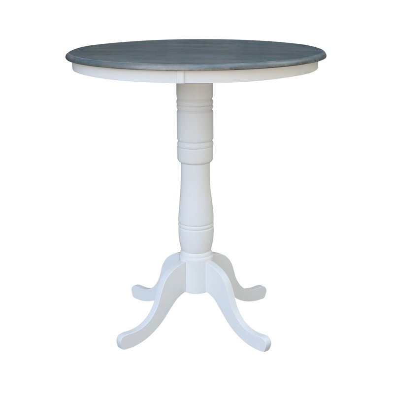 Table de salle à manger en bois massif Mosteller, Blanc / gris bruyère, H 42 po x l 36 po x P 36 po