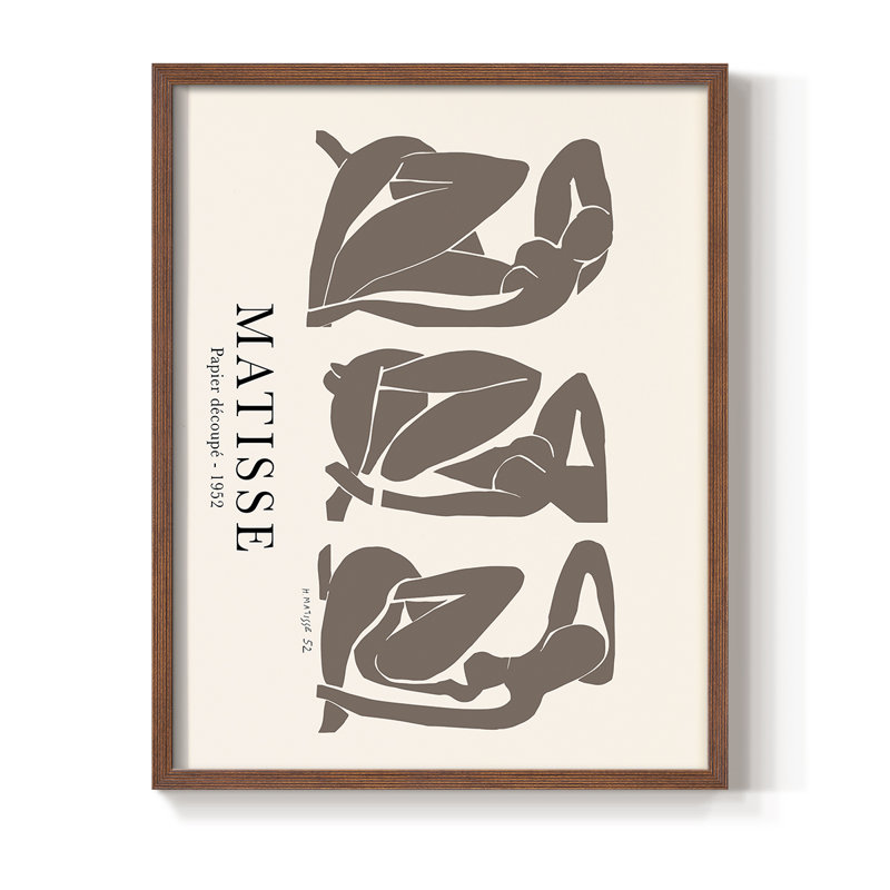 Matisse CCLIV Framed Print - Solid Wood, Brown, 10" H x 8" W
