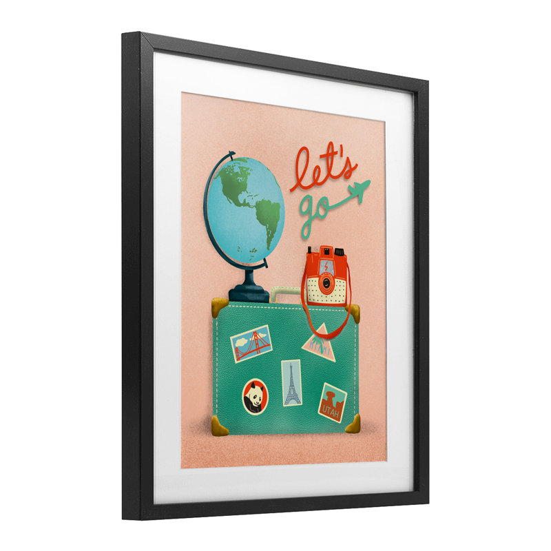 «Let Go Travel Valise», reproduction imprimée sous verre, conception de Jilly Jack Designs, H 13 po x l 16 po