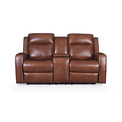 Erjona 74.5 Dual Power Console Leather Loveseat