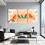 Oiseaux sur une branche avec des fleurs et des raisins, ensemble de 3 impressions sur toile-1665934524