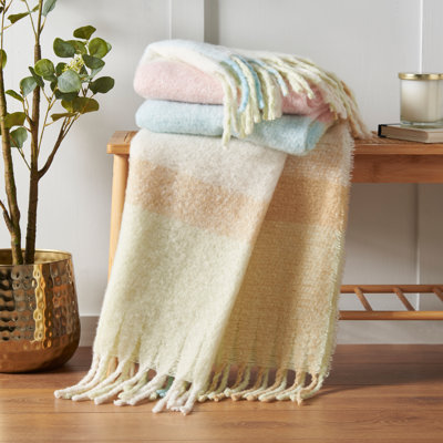 Faux Mohair Check Blanket Throw