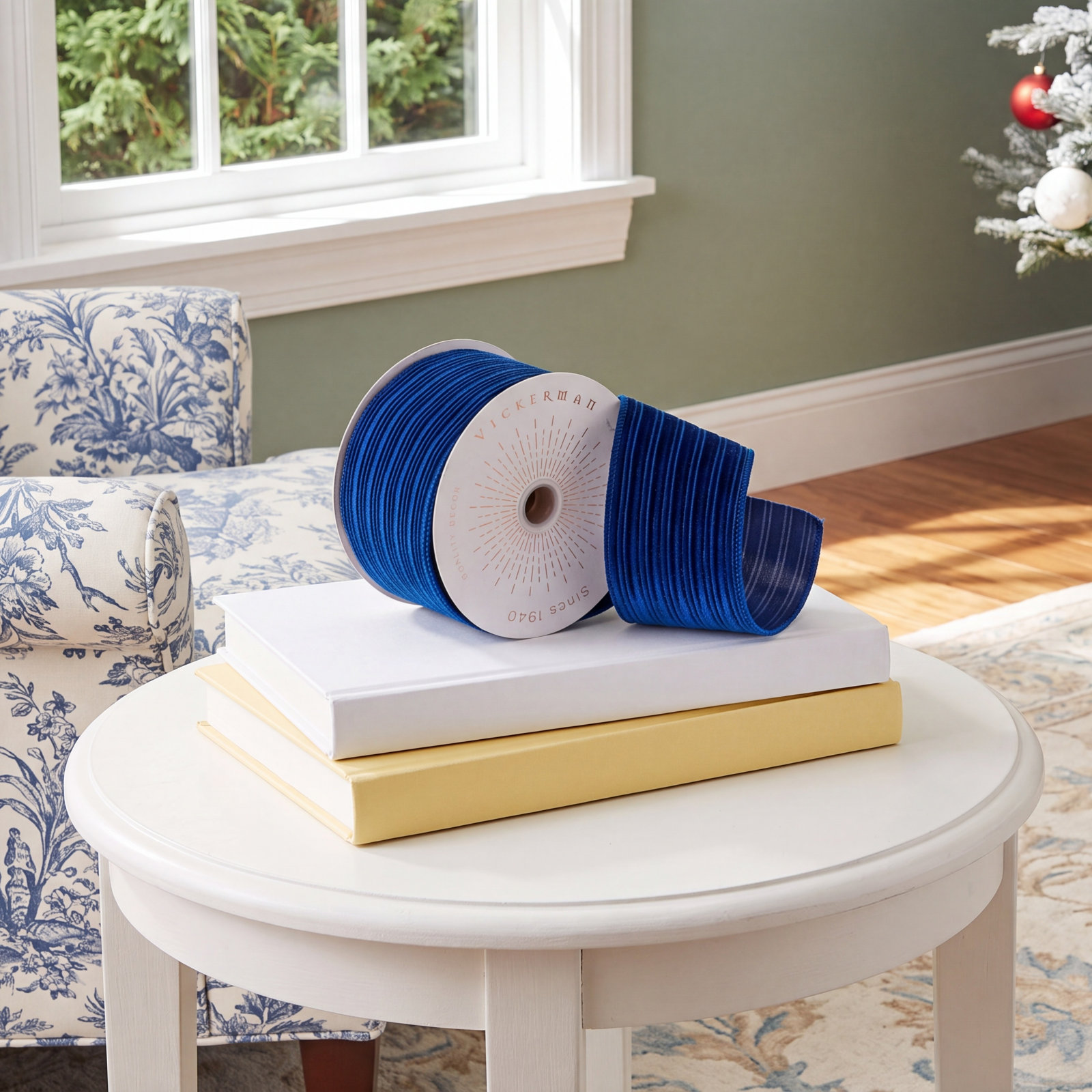 Vickerman 10yd Velvet Lined Satin Back Ribbon., Royal Blue, 0.2" H x 360" W x 2.5" D